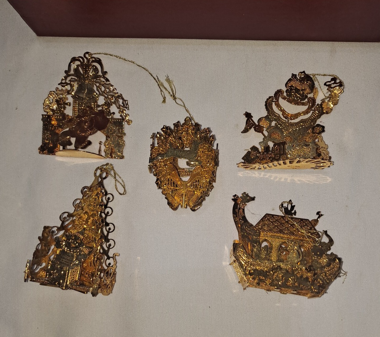 Vintage DANBURY MINT Gold Christmas Ornament Collection SET 11 original