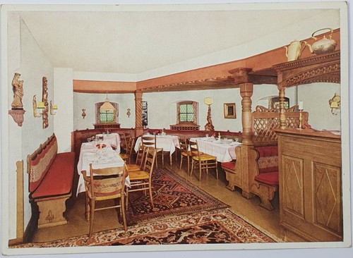 Landhaus Kuckuck im Kölner Stadion, Farbfoto-Postkarte 10x15 cm, 1954. Tadellos.