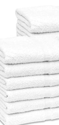 12 Pc White Bath Towels 27x54 in Economy Cotton/Poly 14lbs.Hotel Gym Spa Home