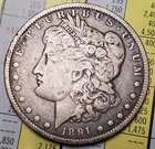 1891 O Morgan Silver Dollar Us Coin Vf New Orleans
