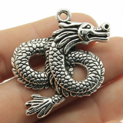LARGE 3D DRAGON FANTASY Pendant on 24'' 925 Plated Sterling Silver Necklace Men