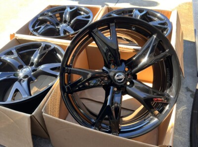 19” Nissan 370Z 370 Z Nismo Rays Forged Black Staggered Wheels