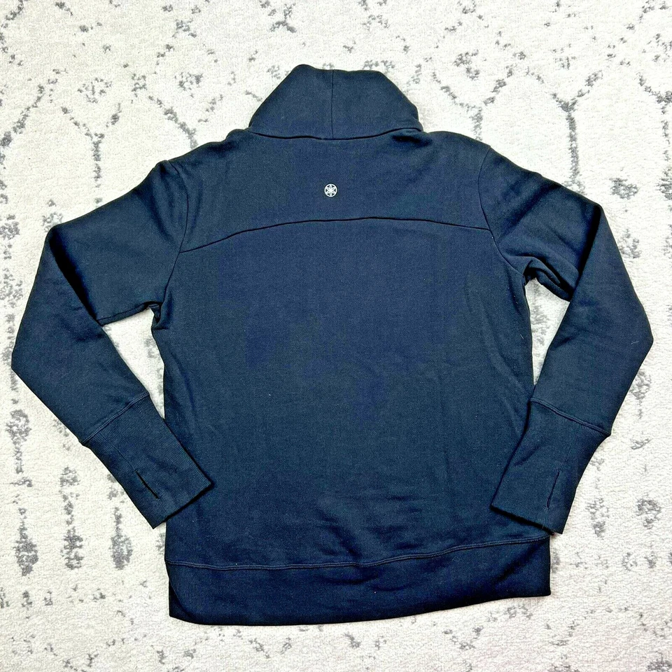 Gaiam Black Cowl Neck Pullover Sz Small Womens Cotton Blend Sweater Thumb Holes - Image 3 of 4