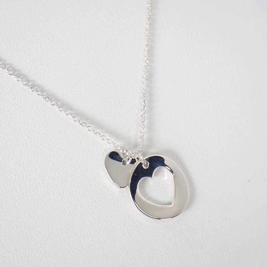 【激レア】Old Tiffany heart necklace VTG Tiffany & Co. Double Heart Pendant Necklace 925 Sterling