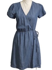 MADEWELL Blue Chambray Short Sleeve Wrap Dress Women’s Size XS