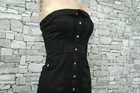 KRAFTY DESIGNER DAMEN TUBE KLEID SCHWARZ KORSAGENKLEID ZIERKNÖPFE 34 36