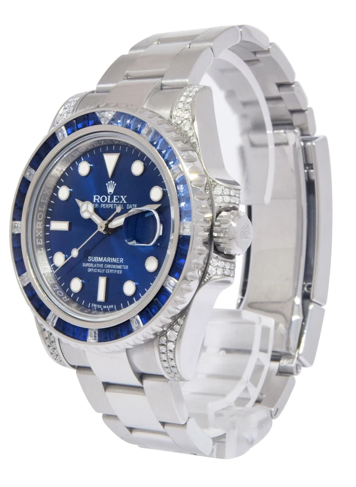 Relógio Rolex Submariner data aço mostrador azul diamante e safira 116610 - Imagem 3 de 4