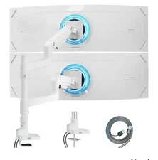 Dual Monitor Arm for Ultrawide Heavy Duty Curved Monitor Stacking, Fits 17-49 In