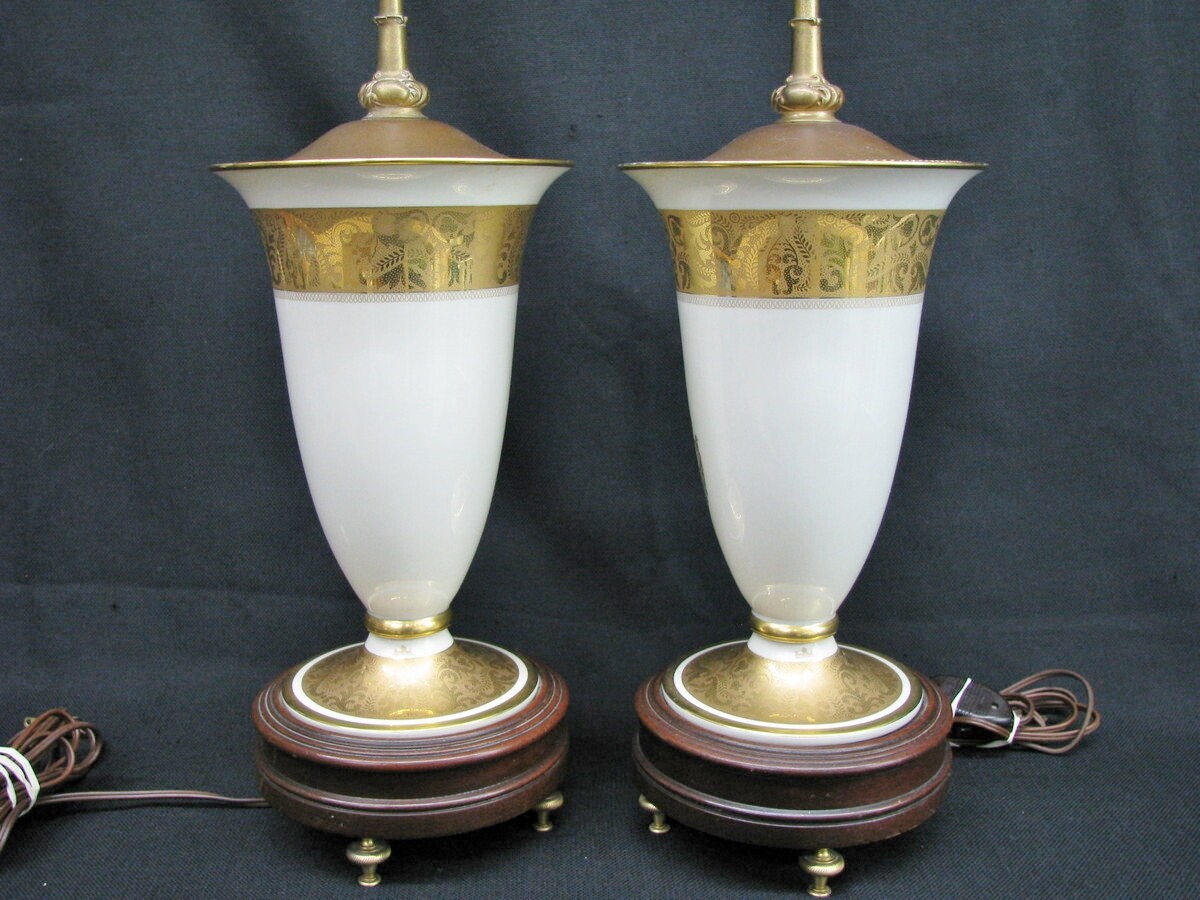 *PAIR* Vintage Rosenthal Vases Mounted As HighEnd Custom Lamps; Double