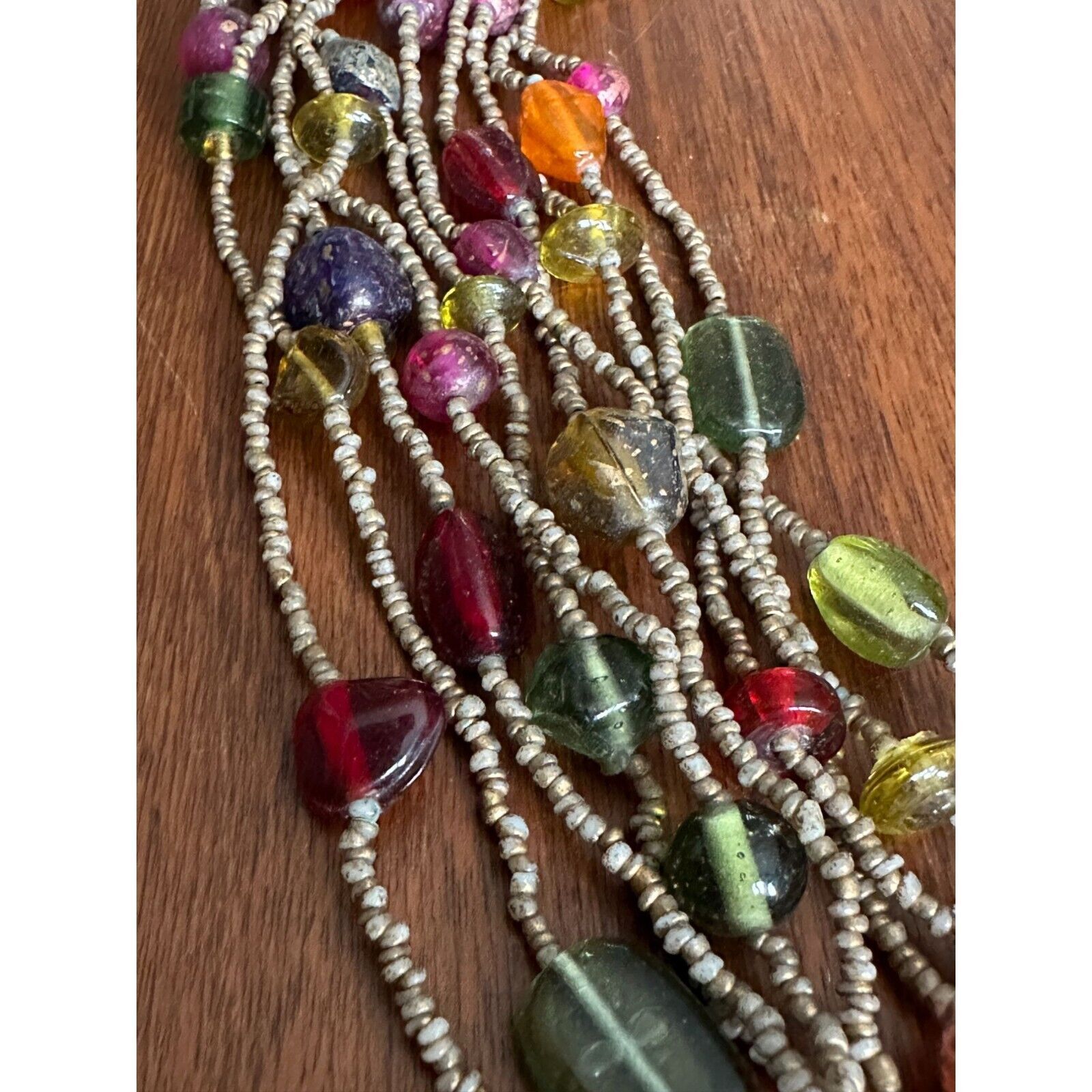 Vintage Seed Beaded Glass Beed 5 Strand Necklace