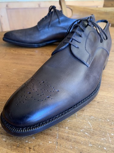 Ermenegildo Zegna Embellished Toe Derby Dark Brown 8.5 M - 第 1/9 張圖片