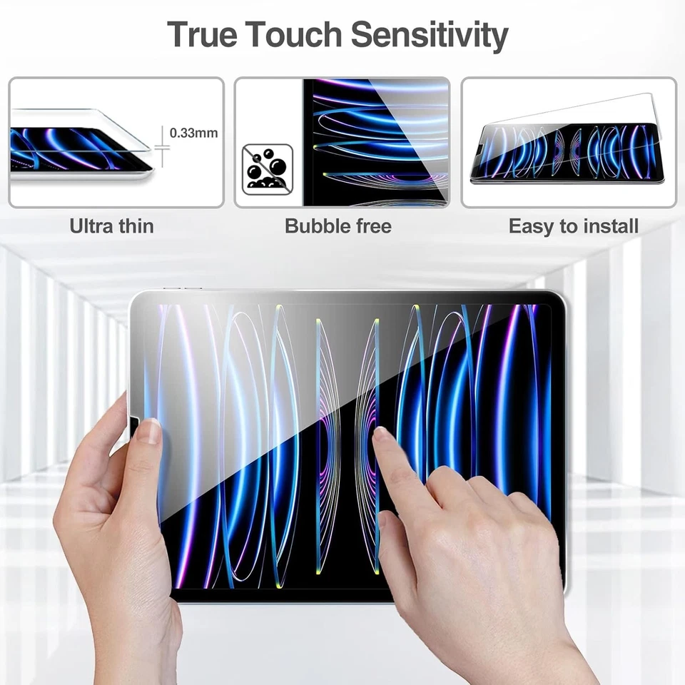 2x 9H Hartglas iPad Pro 12.9 2022/2021/2020 (6/5/4 Gen.) Schutzglas Full-Screen - Bild 4 von 4