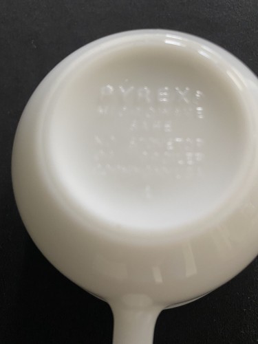 Vintage Pyrex White Opal Milk Glass Coffee Mug C Handle Tea Cup Mid Century USA - Picture 7 of 12