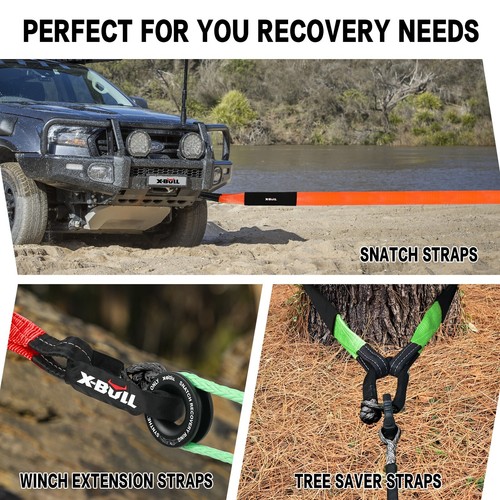 X-BULL Winch Recovery Kit 12Pcs Recovery Tracks Snatch Strap Soft Shackles Ring - Picture 12 of 16