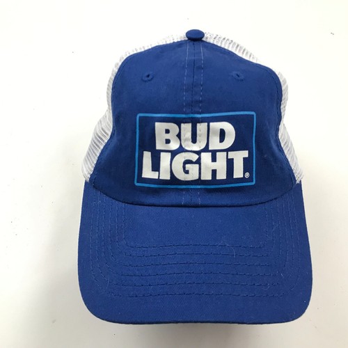 Bud Light Hat Cap Snapback Trucker Blue White Mens Adult Adjustable Casual Fun