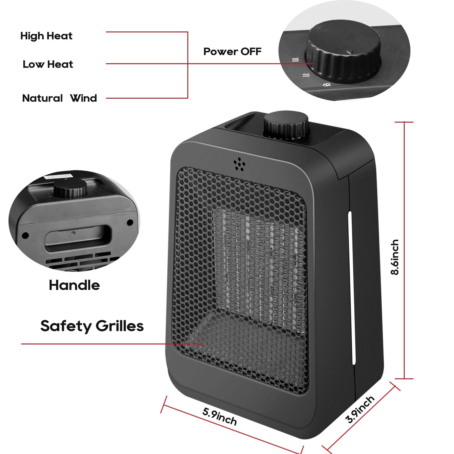 Ultra-Cozy & Gentle 1500W Portable Heater, Mini Design for Fast, Silent Warming