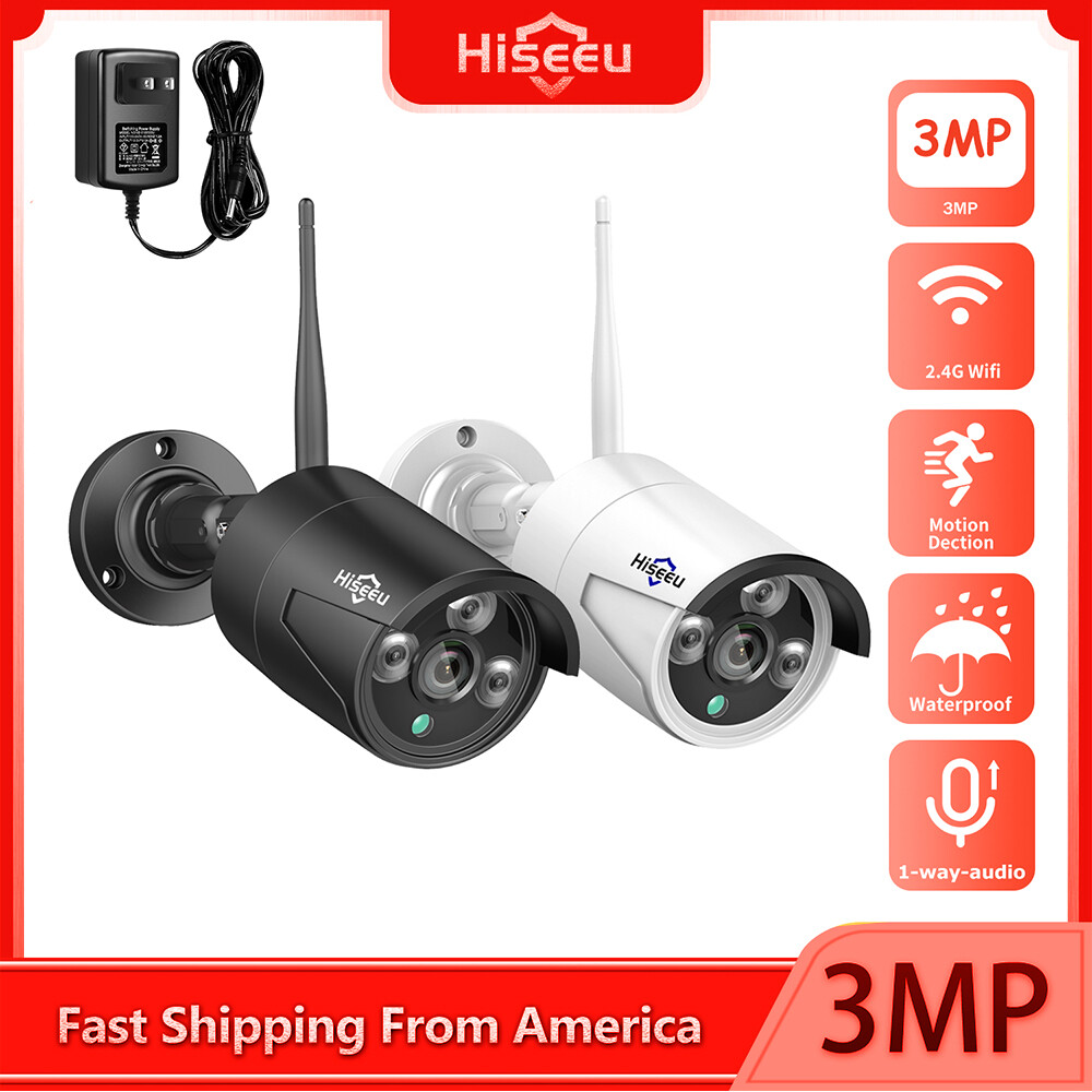 Hiseeu 5MP/3MP Wireless Wifi Security Camera Audio Recording Home  Black/White