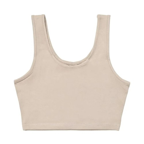 Canotta Asiris tinta unita cropped, beige, piccola - Foto 1 di 7