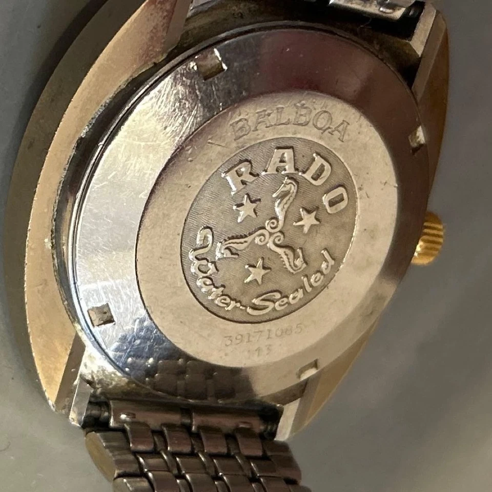 Автоматические мужские часы Rado Balboa циферблат Goldstone дата разряженная батарея не работают - Изображение 3 из 4