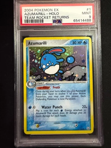 PSA 9 Azumarill Holo EX Team Rocket Returns 1/109