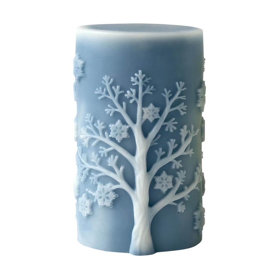 Molde de velas de silicona con pilar de copos de nieve molde de yeso de resina artesanal de Navidad Foto 3 de 4