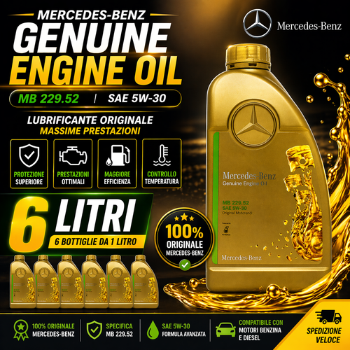 6 LITRI Olio Motore Mercedes 5W30 MB 229.52 Originale 6L Diesel Benzina DPF - Afbeelding 1 van 2