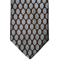 Ike Behar New York Tie Necktie Mens Blue Brown Geometric Silk Hand Made in USA
