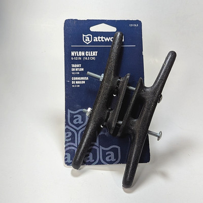 Two (2x) Attwood Nylon Cleat 6½''  16.5cm Boat Dock Mooring Blk Pre-Drilled Kayak