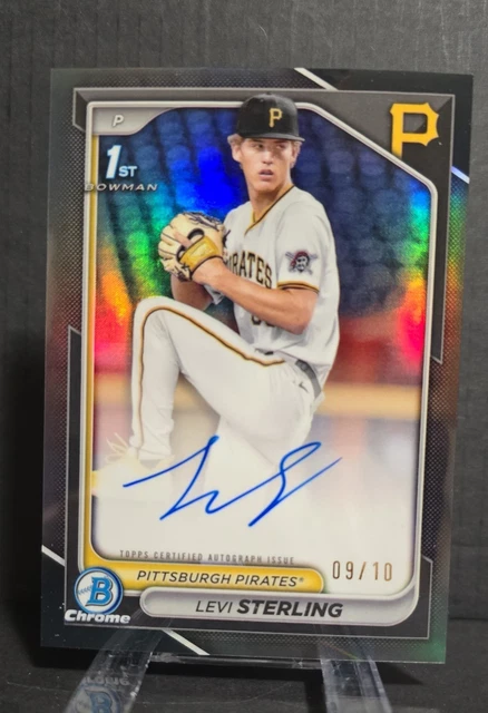 2024 Bowman Draft - Chrome Autographs Levi Sterling #CPA-LS Black 09/10 Pirates