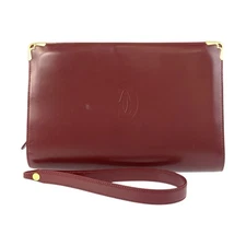 Cartier Must Line Bordeaux Leather Clutch Women Brown One Size