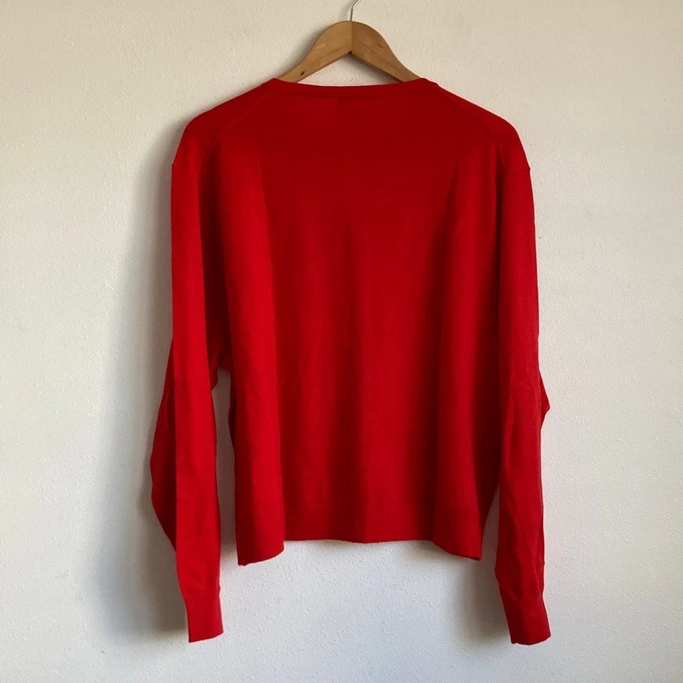 J. Cárdigan de cachemir Crew peso pluma XXL rojo vibrante suéter para mujer Foto 4 de 4