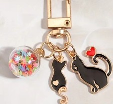 CAT HEART CHARM KEYCHAIN CUTE NEW