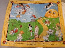 Vintage Baby Nursery Quilt Cow Jumped Over The Moon 40" 34"