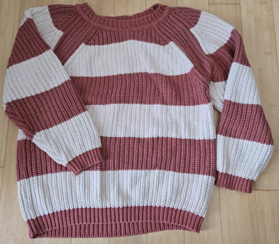 Vintage 1990s Esprit Chunky Knit Striped Color Block Textured Rib Knit Sweater
