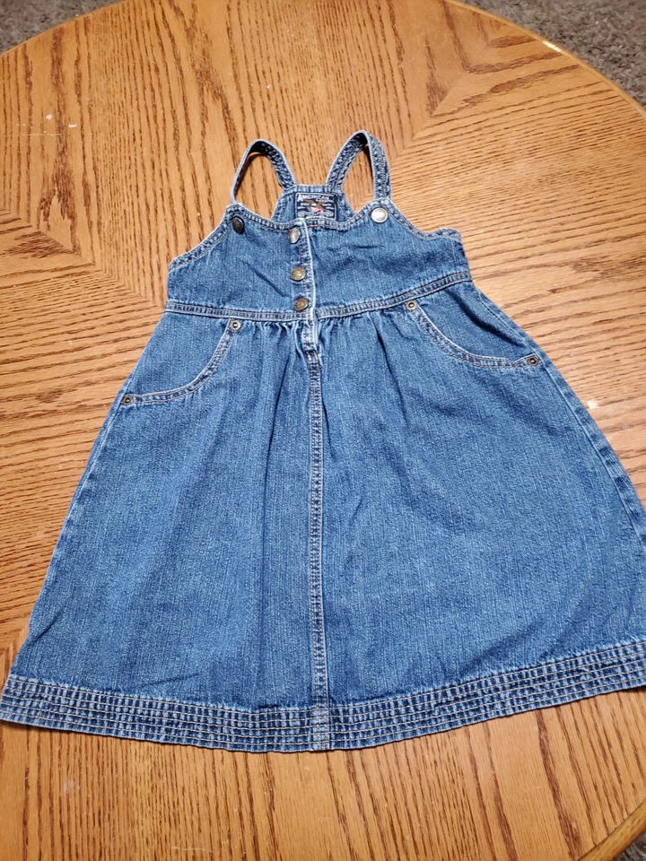 Vestido tipo jersey vaquero azul con bolsillos talla 5 American Living para niñas BONITO Foto 2 de 4