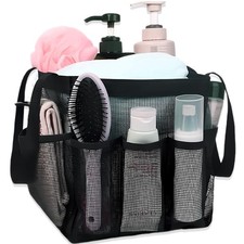 Mesh Shower Caddy Portable for College Dorm Room Essentials, Medium Black