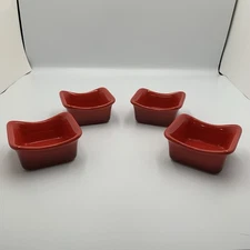 Rachel Ray Small 3 oz Square Red Ramekins - Set of 4 Stoneware