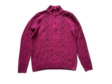 Croft  Barrow Men  s Quarter Zip Cable Knit Sweater Maroon Size Large