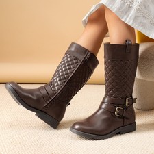 Girls Toddlers Fashion Knee High Boots Winter Boots Buckle Zipper Riding Boots