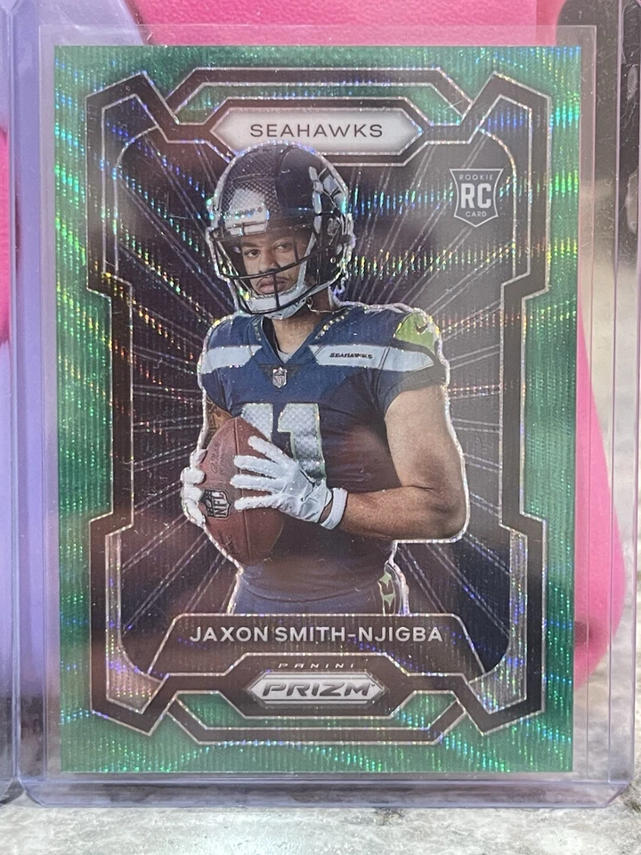 Lote 2023 Jaxon Smith-Njigba RC Prizm Green Wave Variation RWB Hyper Green Optic - Imagem 4 de 4