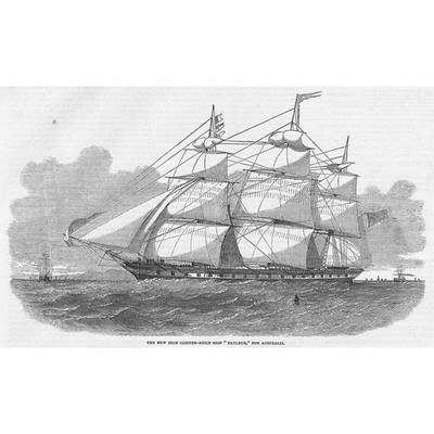 Das neue eiserne Clipper gebaute Schiff ''Tayleur'' - antiker Druck 1853