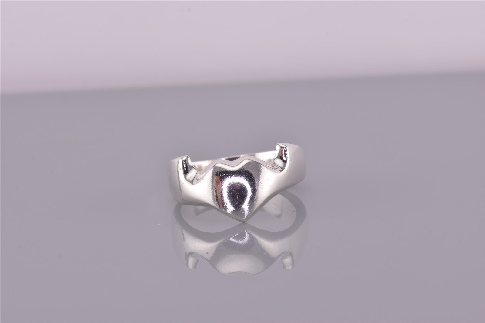 Sterling Silver Solid Drop Down Heart Winged Band… - image 1