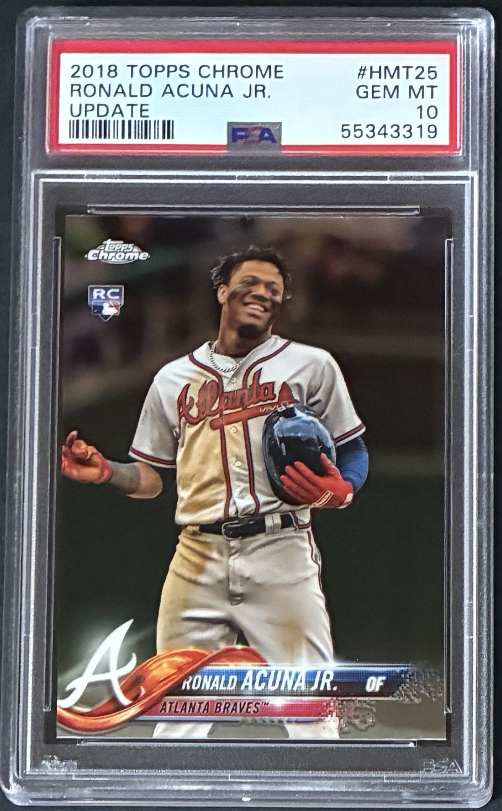 2018 TOPPS CHROME UPDATE #HMT25 RONALD ACUNA JR. ROOKIE RC PSA 10