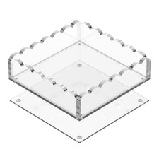 8 x 8 Scalloped Acrylic Tray with Magnetic Mat   Clear Photo Display Tray  J...