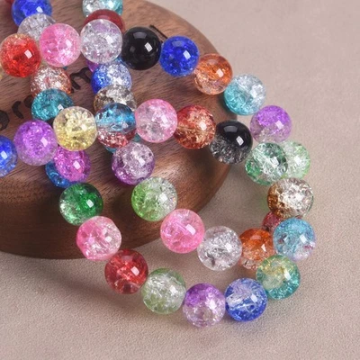 MARKENLOS 4mm 6mm 8mm 10mm Rund Craquelé/Crash Crackle Kristall Glas Lose Perlen