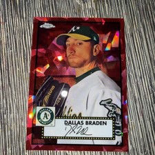 2021 Topps Chrome Platinum Anniversary #563 Dallas Braden Red Atomic #’d 34/100