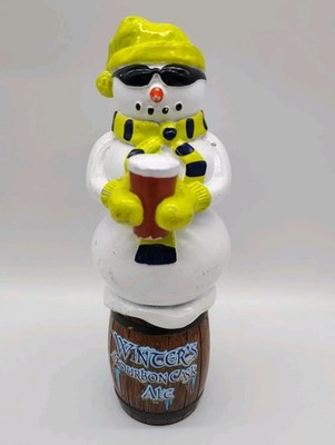 2005 10'' Winter's Bourbon Cask Ale figural snowman beer keg tap handle