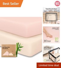 Soft Bamboo 2-Pack Mini Crib Sheets 38x26 for Pack N Play - Cozy Neutral