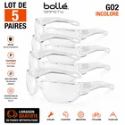 Lot of 5 BOLLÉ GO2 Colorless EN166 PLATINUM Anti-Fog Anti-Scratch Glasses