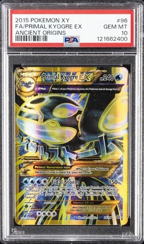 2015 POKEMON XY ANCIENT ORIGINS #96 FULL ART/PRIMAL KYOGRE EX PSA 10
